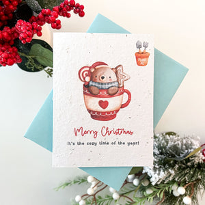 Plantable Seed Card - Bear Surprise Mug Christmas Card