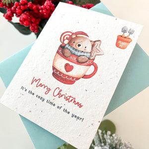 Plantable Seed Card - Bear Surprise Mug Christmas Card