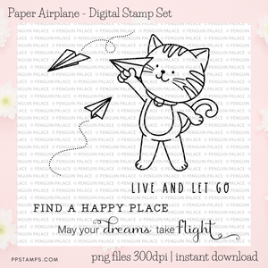 Paper Airplane - Digital Stamp