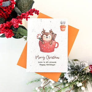 Plantable Seed Card - Reindeer Surprise Mug Christmas Card