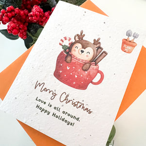 Plantable Seed Card - Reindeer Surprise Mug Christmas Card