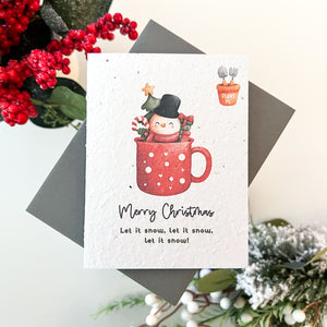 Plantable Seed Card - Snowman Surprise Mug Christmas Card