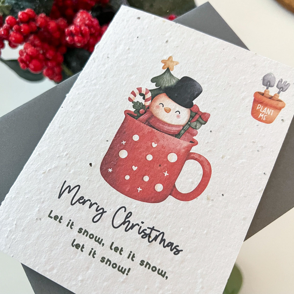 Plantable Seed Card - Snowman Surprise Mug Christmas Card