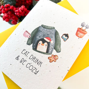 Plantable Seed Card - Cozy Sweater - Penguin