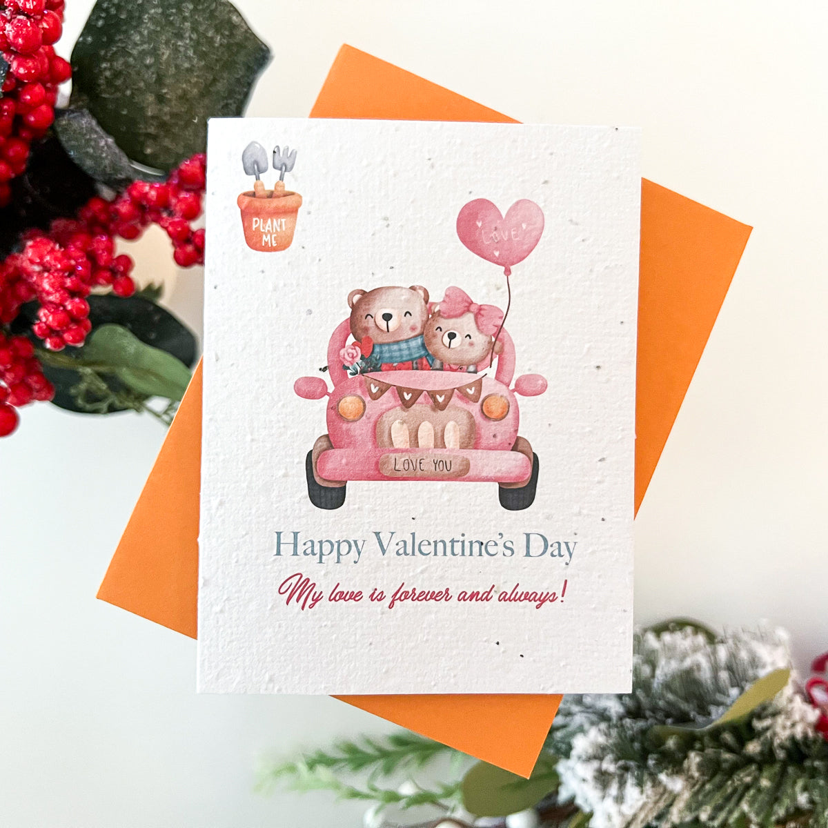 Plantable Seed Card - Happy Valentine's Day - Bears On A Ride