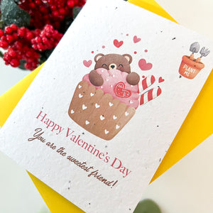 Plantable Seed Card - Happy Valentine's Day - You Are the Sweetest Friend