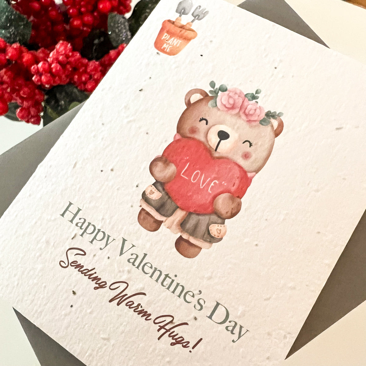 Plantable Seed Card - Happy Valentine's Day - Sending Warm Hugs
