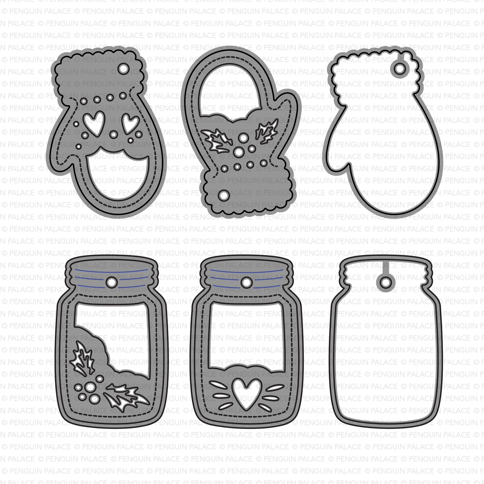 Mason Jars and Mittens Shaker Tags Stand-Alone Dies