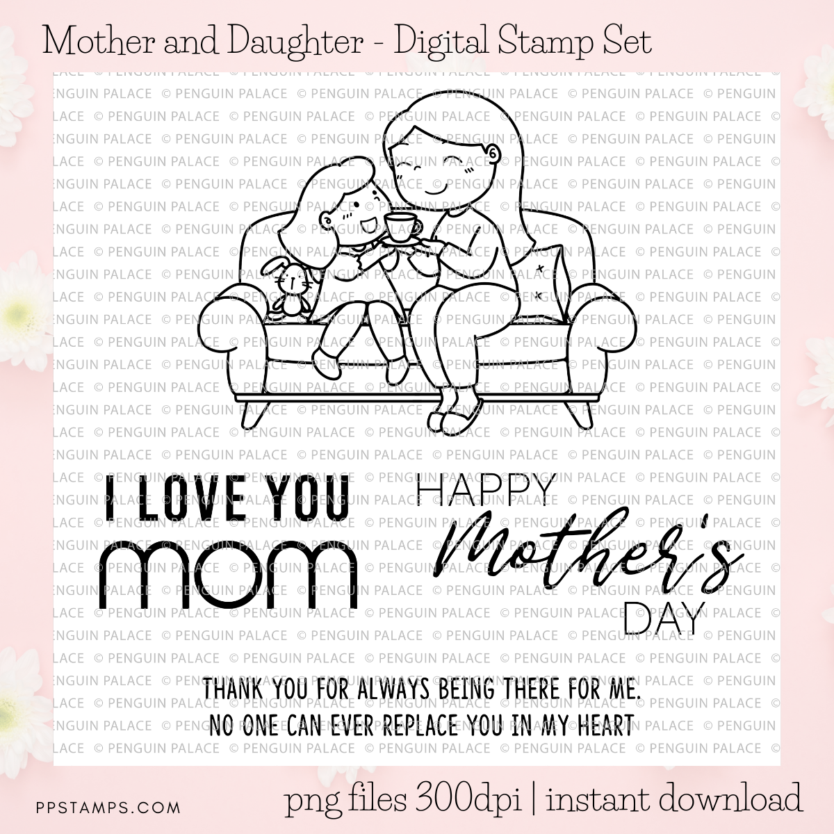 Mother and Daughter - Digital Stamp